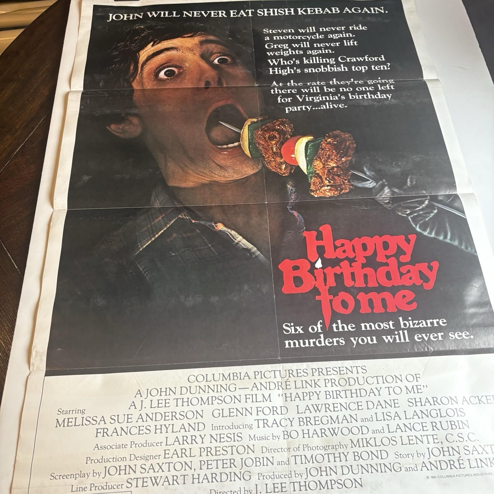 Rare Original 1981 Movie House Poster “HAPPY BIRTHDAY TO ME" 27X41 HORROR