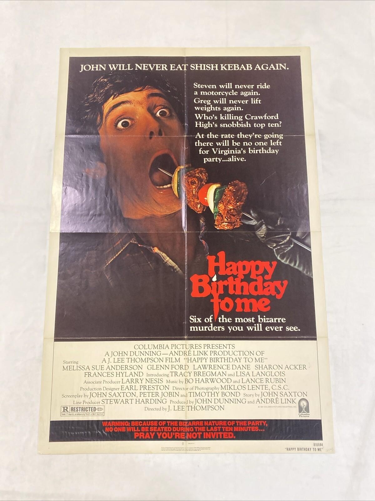1981 HAPPY BIRTHDAY TO ME ORIGINAL 27X41 ONE SHEET MOVIE POSTER HORROR SLASHER