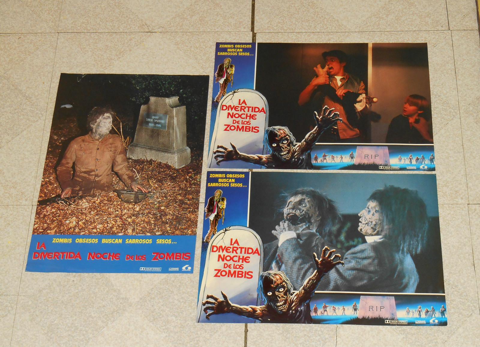original Mexican RETURN OF THE LIVING DEAD PART II LOBBY CARD LOT x3