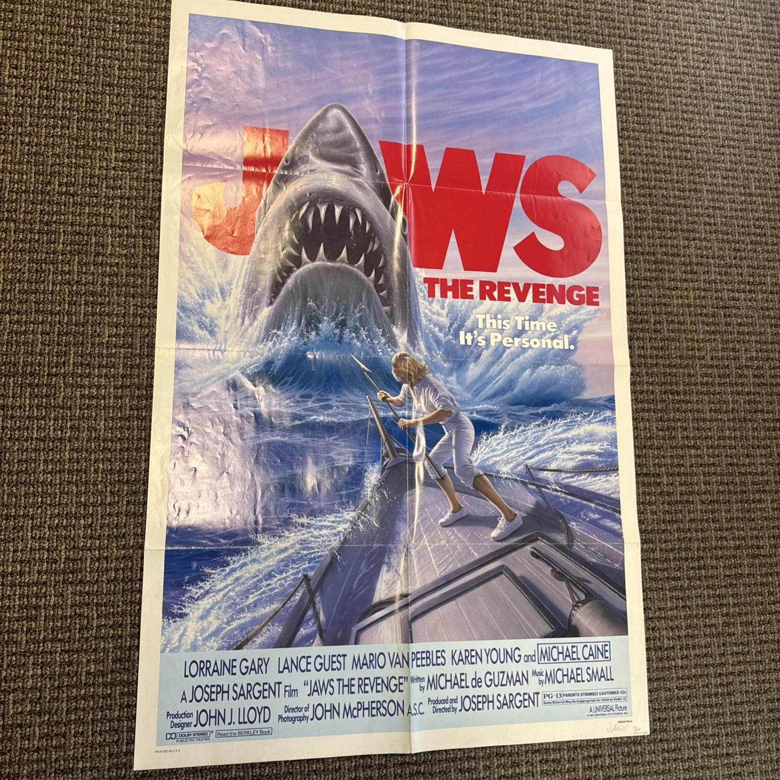 Jaws the Revenge Original One Sheet 1987 Folded Movie Poster 27x41 Michael Caine