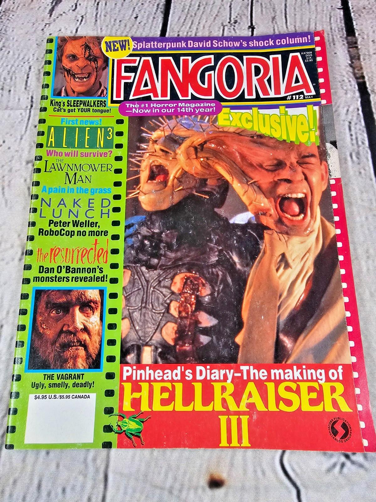 FANGORIA #112 May 1992 HELLRAISER III Pinhead Alien 3 Naked Lunch Horror Mag