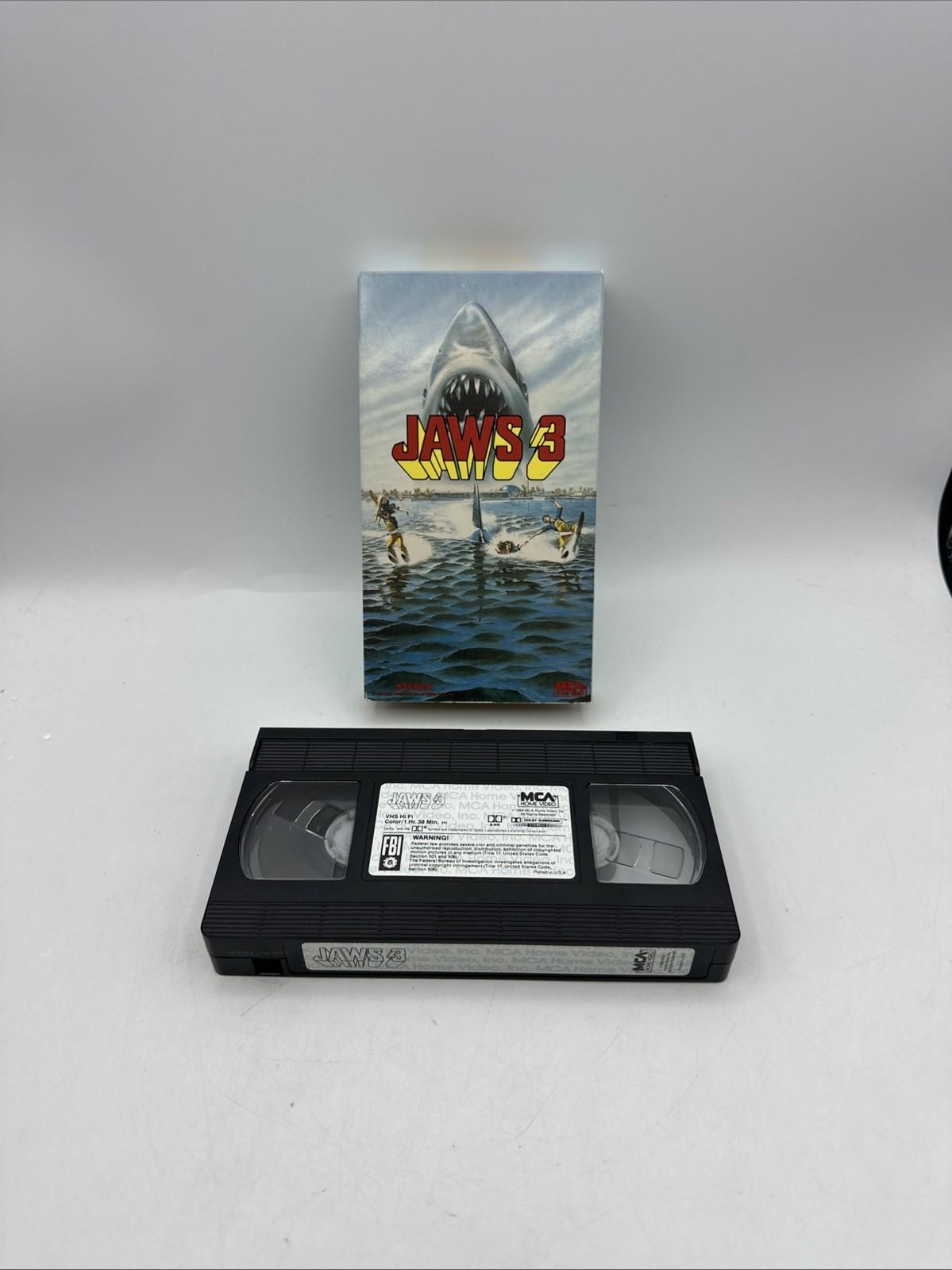 JAWS 3 MCA 1989 RARE HORROR SHARK VHS Video Tape DENNIS QUAID STEREO ORIGINAL