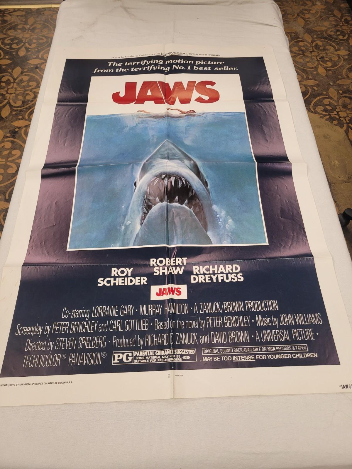 Jaws 1975 Original Movie Poster 27x41 Folded Theater One Sheet