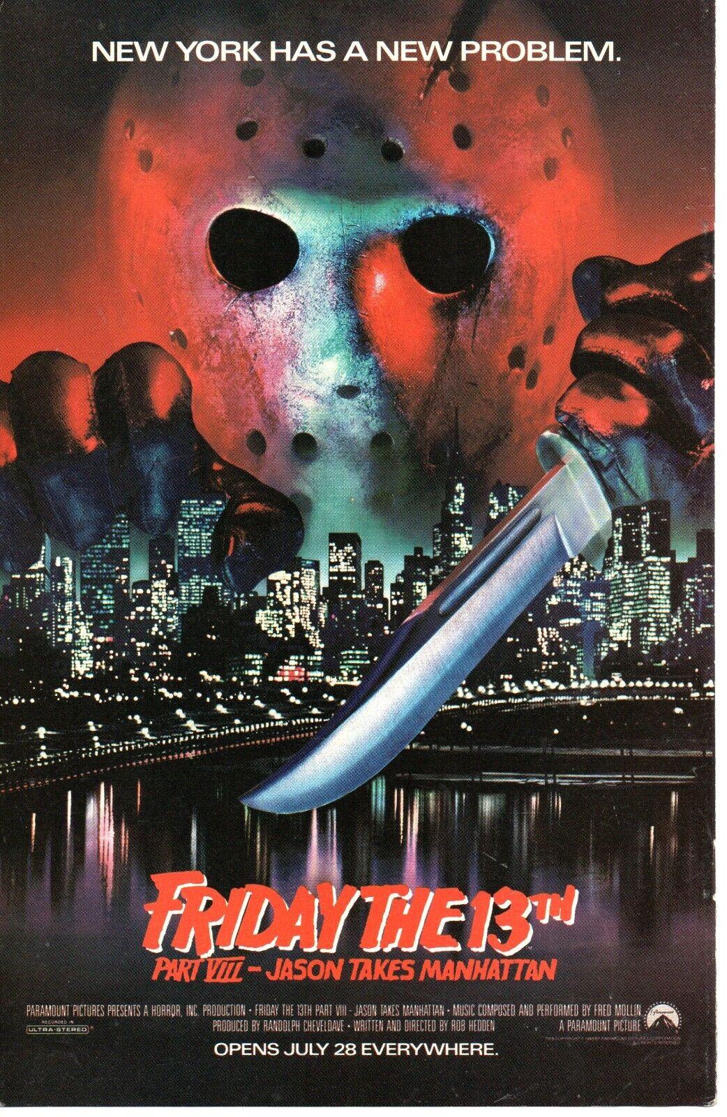 1989 FRIDAY THE 13TH Part VIII Horror Movie PRINT AD ART - JASON TAKES MANHATTAN