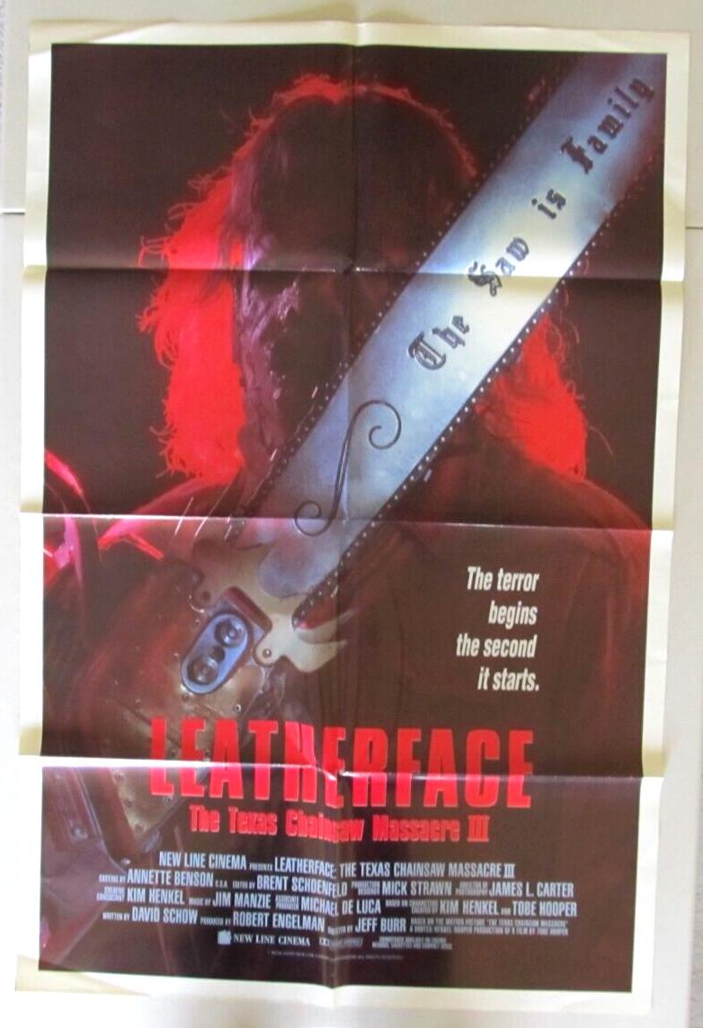 LEATHERFACE: THE TEXAS CHAINSAW MASSACRE III ORIGINAL FOLDED MOVIE POSTER 27X41