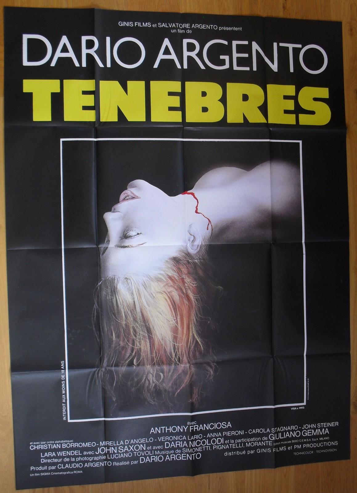 TENEBRE dario argento horror original LARGE french movie poster '82