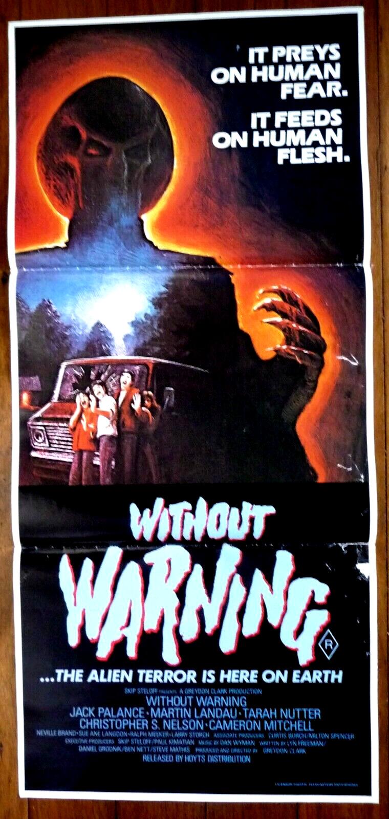 WITHOUT WARNING Rare Original 1980 Australian Daybill Horror Movie Poster 