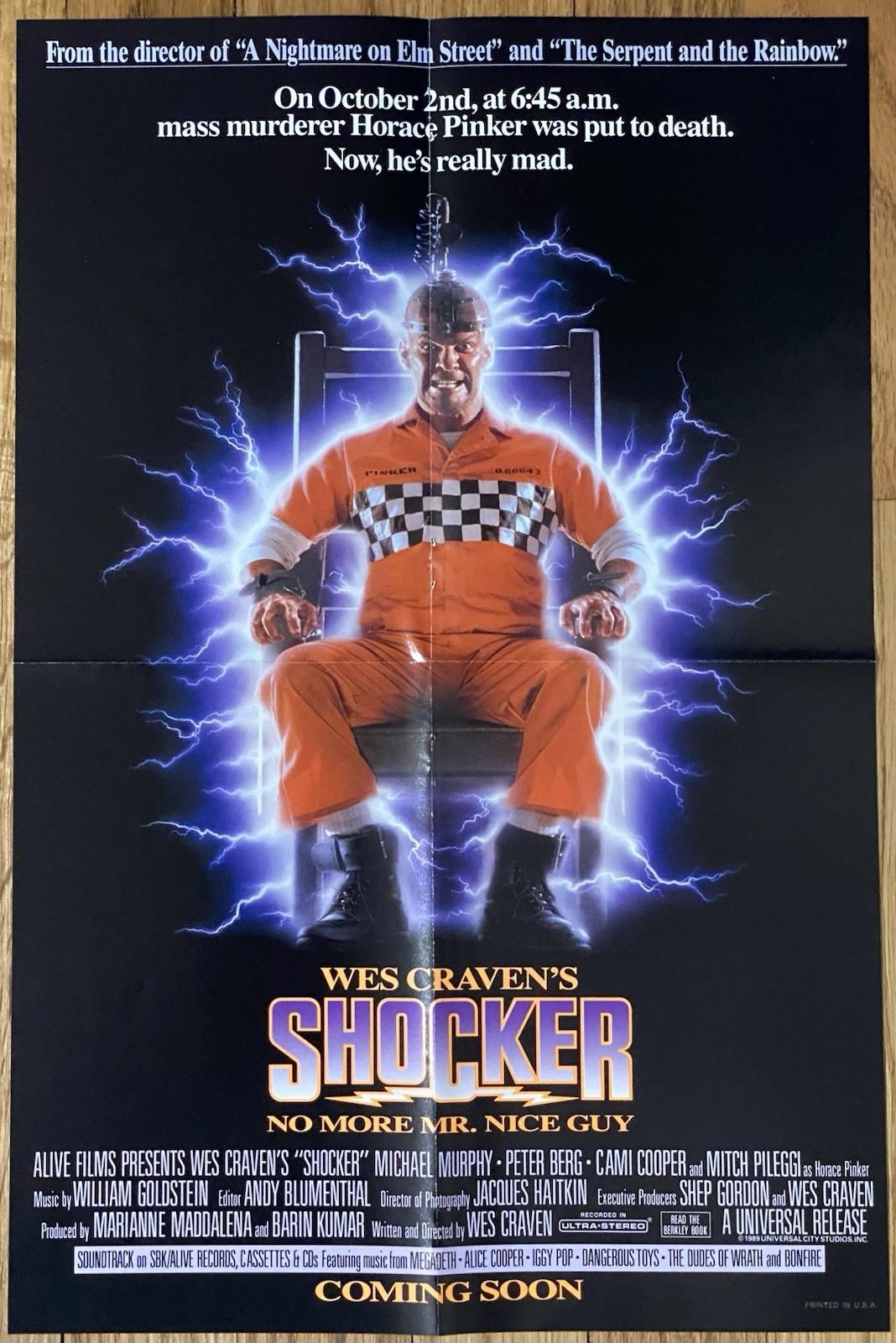 Wes Craven's SHOCKER Movie Poster 11"x17" 1989 Vintage Horror Collectible