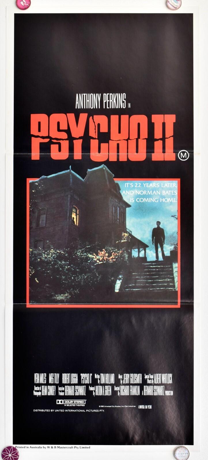 Psycho II Original 1983 Australian cinema daybill movie poster RARE