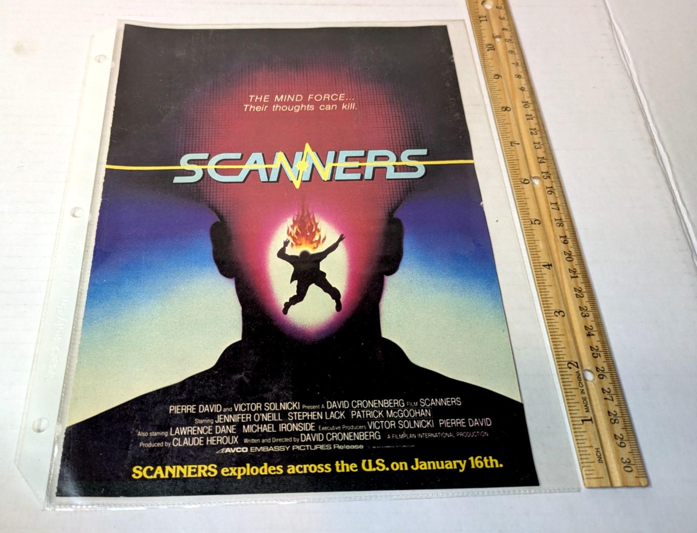 SCANNERS - Original 1981 Movie Ad Horror Sci Fi David Cronenberg