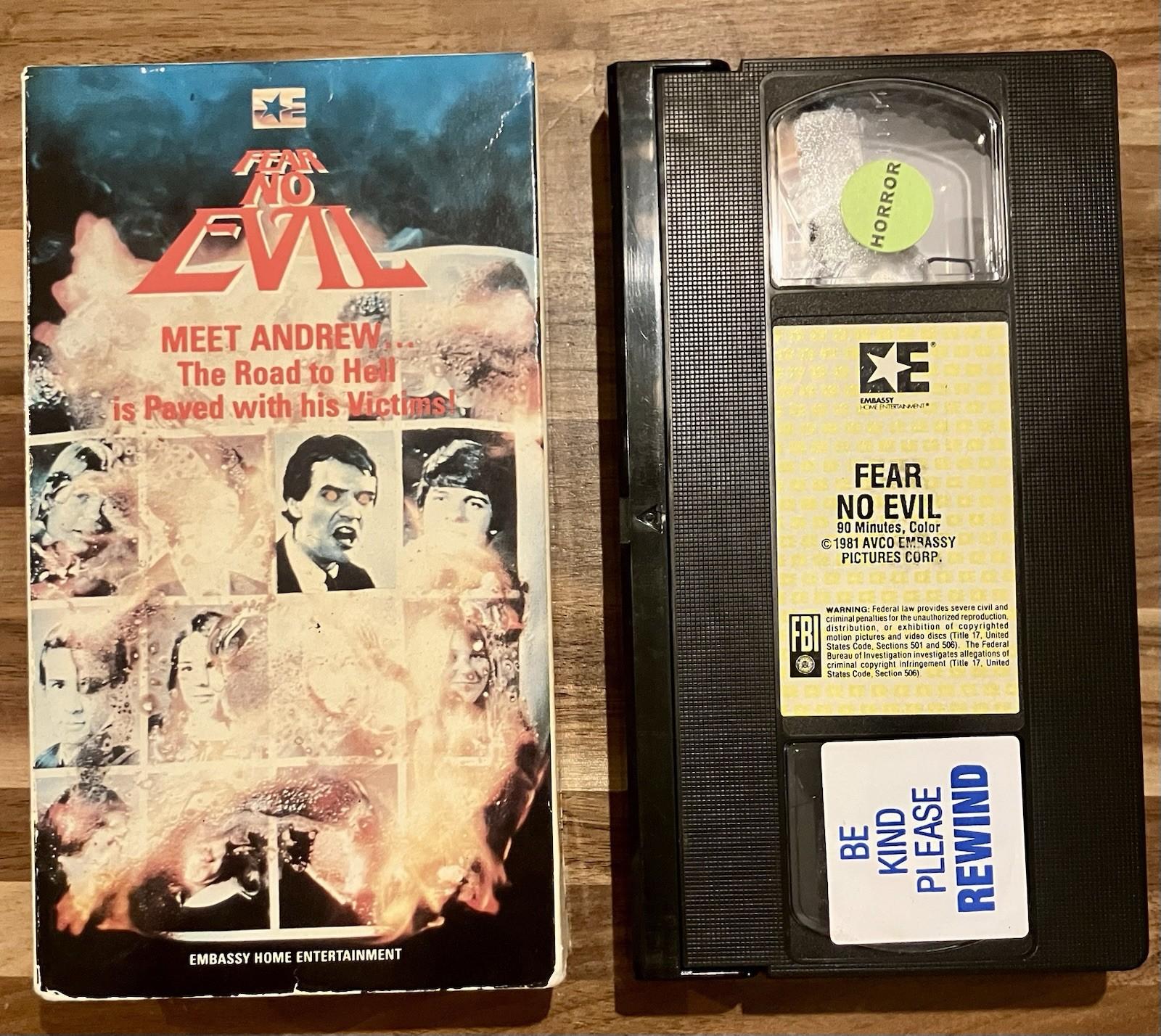 FEAR NO EVIL VHS EMBASSY VIDEO 1981  CULT HORROR  PUNK MUSIC OOP HTF RARE 
