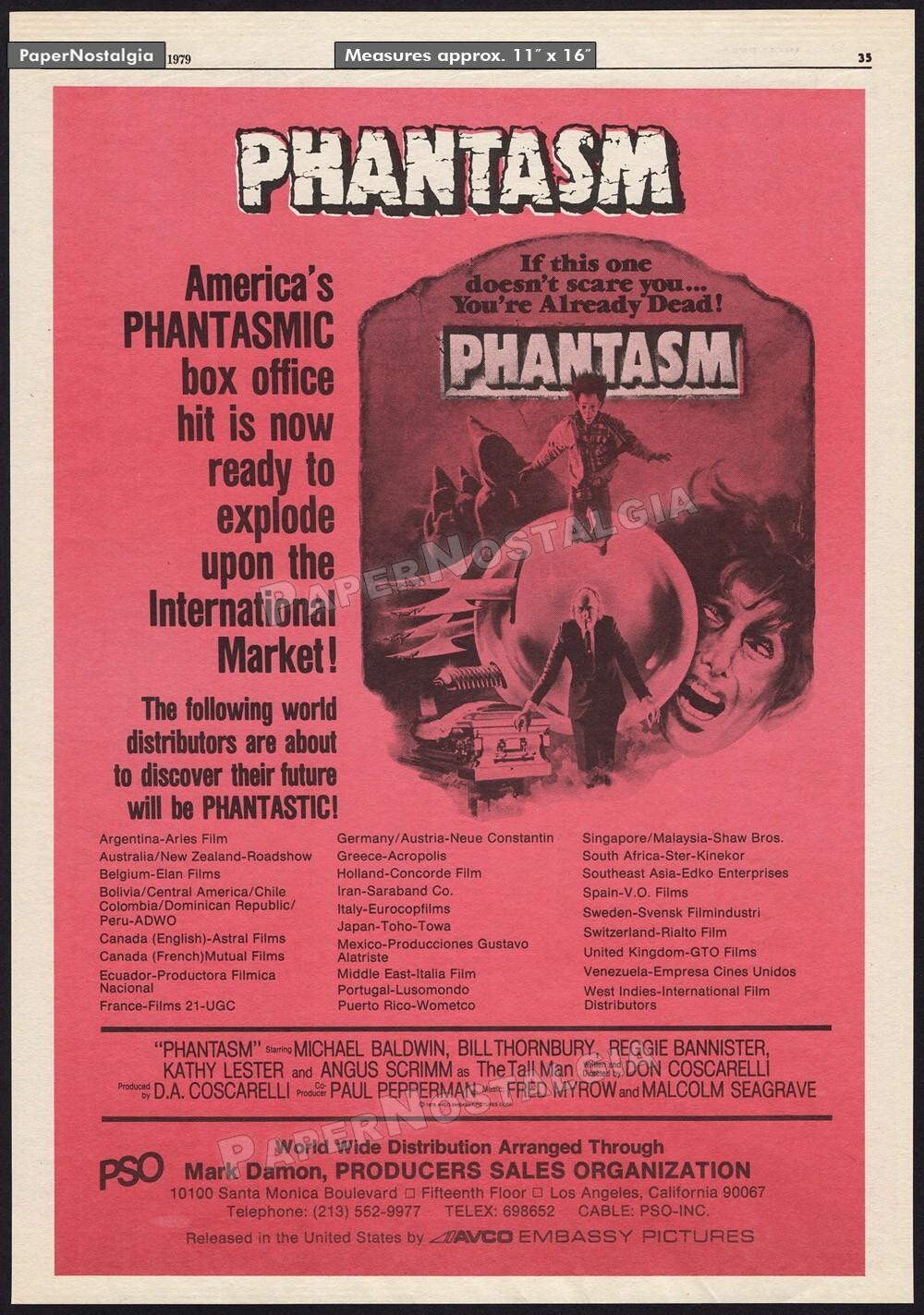 PHANTASM - Original 1979 Trade AD promo / poster _ Don Coscarelli _ Angus Scrimm