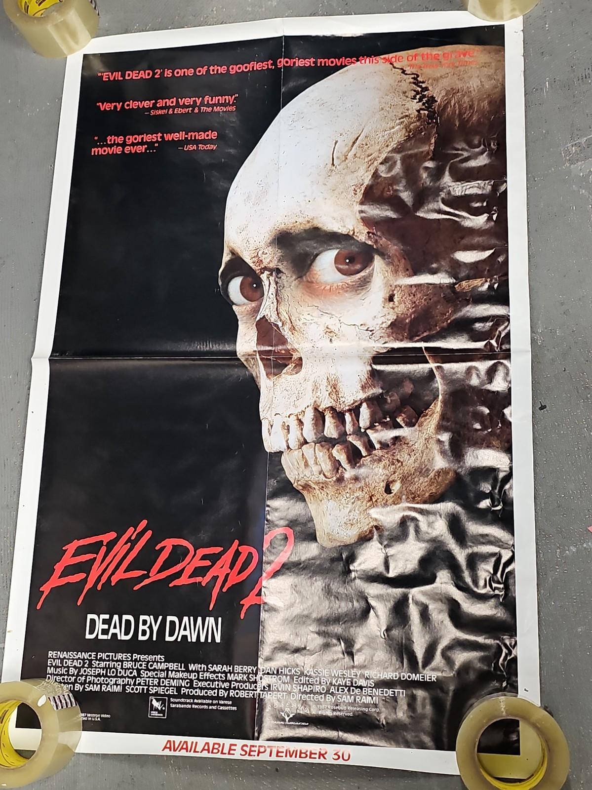 Original Evil Dead 2 Rolled One Sheet Video Store Promo Poster Vestron 1987 VHS 