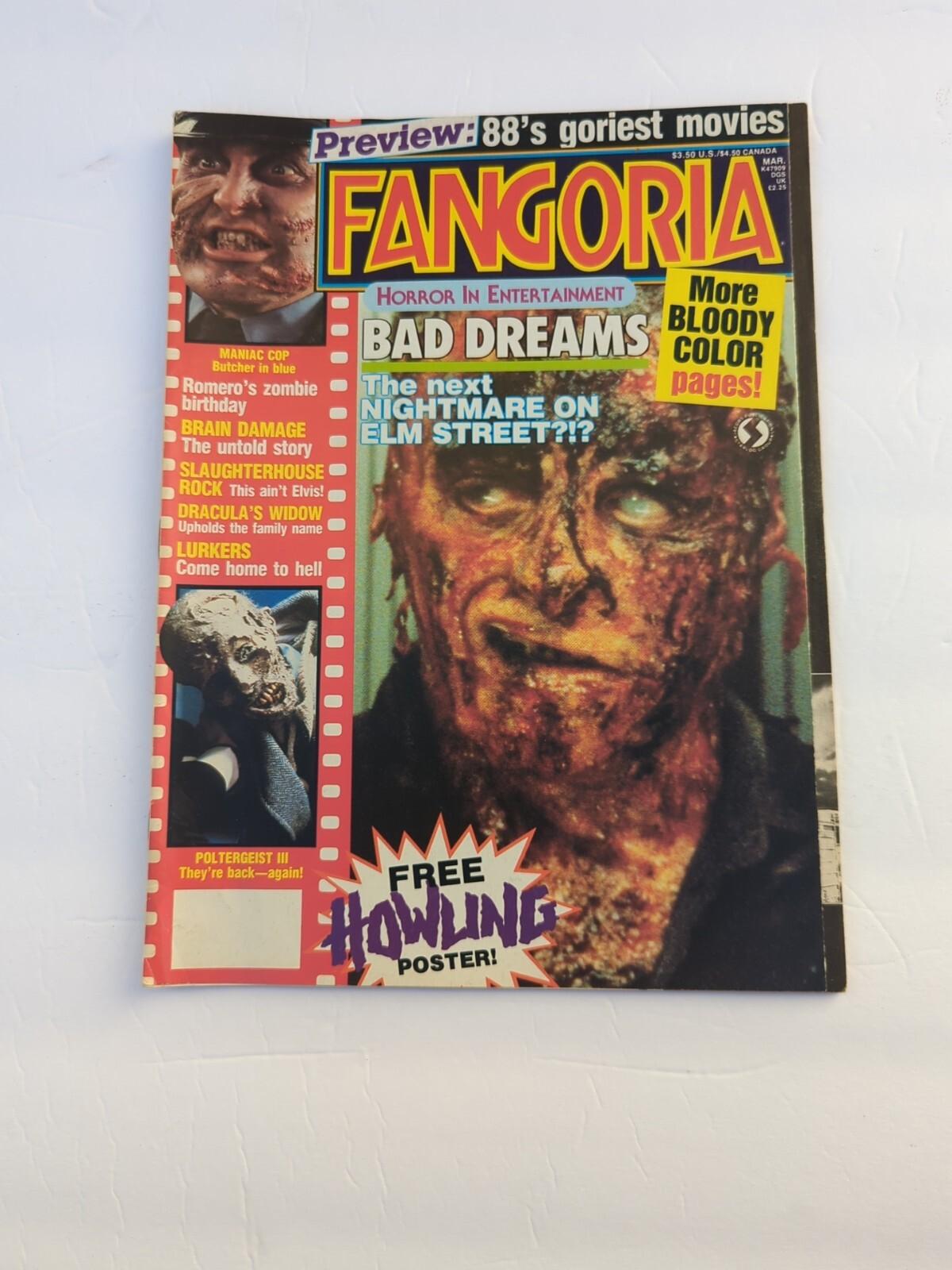 FANGORIA #72 March 1988 BAD DREAMS BRAIN DAMAGE Maniac Cop Slaughterhouse Rock