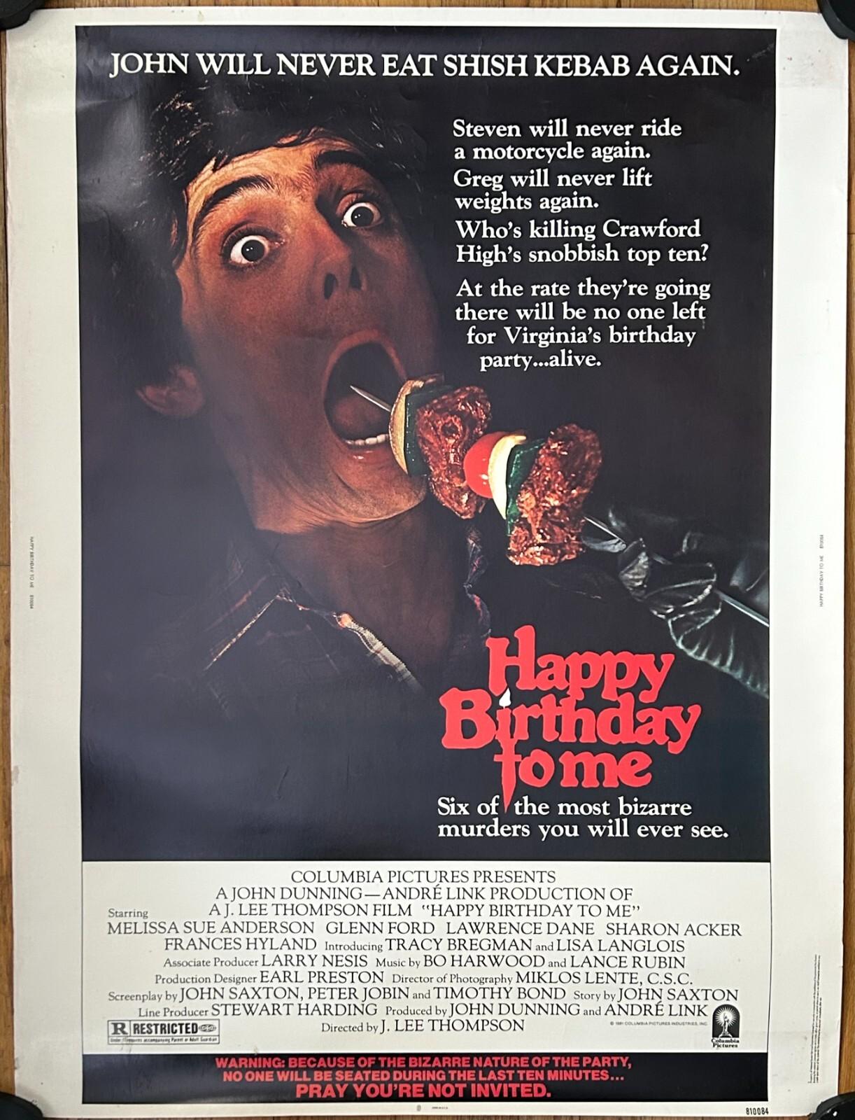 1981 Happy Birthday To Me 30x40 Movie Poster Vintage Original One Sheet Rare