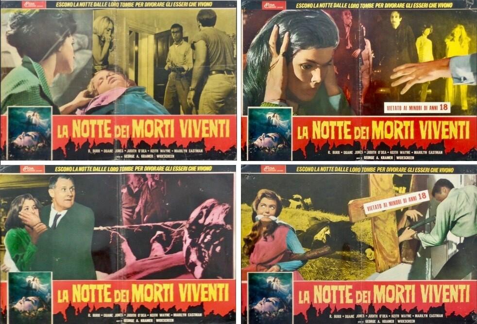 NIGHT OF THE LIVING DEAD Italian fotobusta movie poster x4 GEORGE A. ROMERO 1968