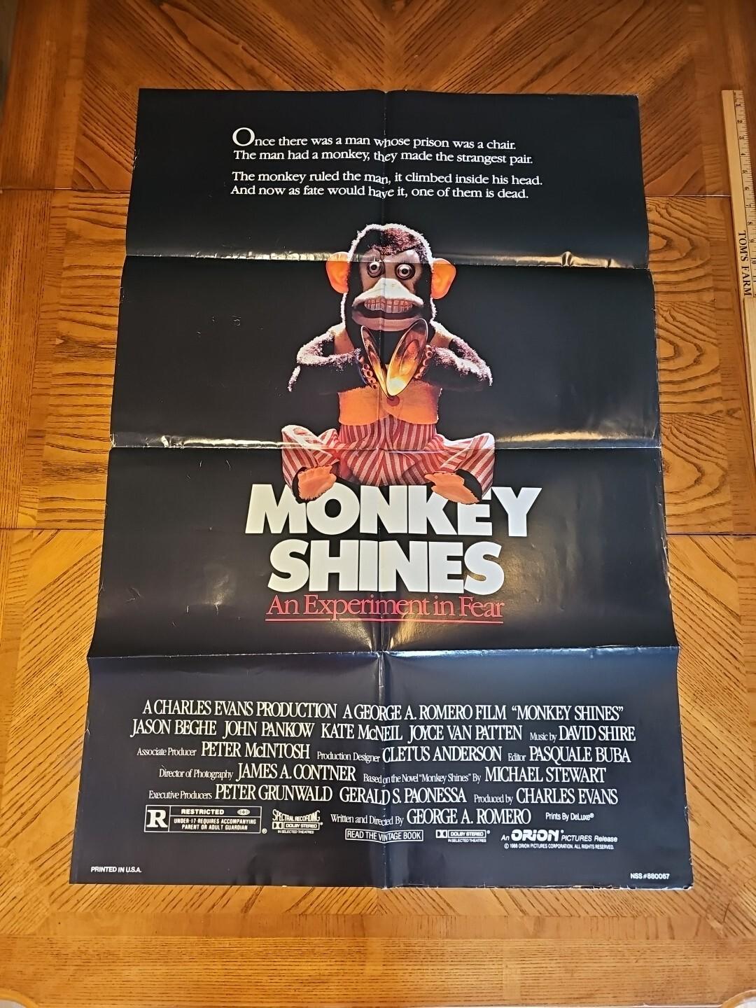 1988 Monkey Shines Original Movie Horror Full Sheet Poster NSS 880067 