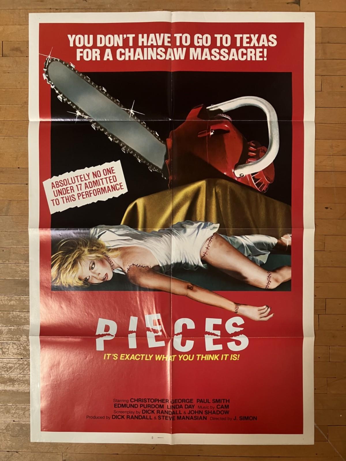 PIECES Original One-Sheet - 27x41 - 1982 Slasher Movie Poster - Folded