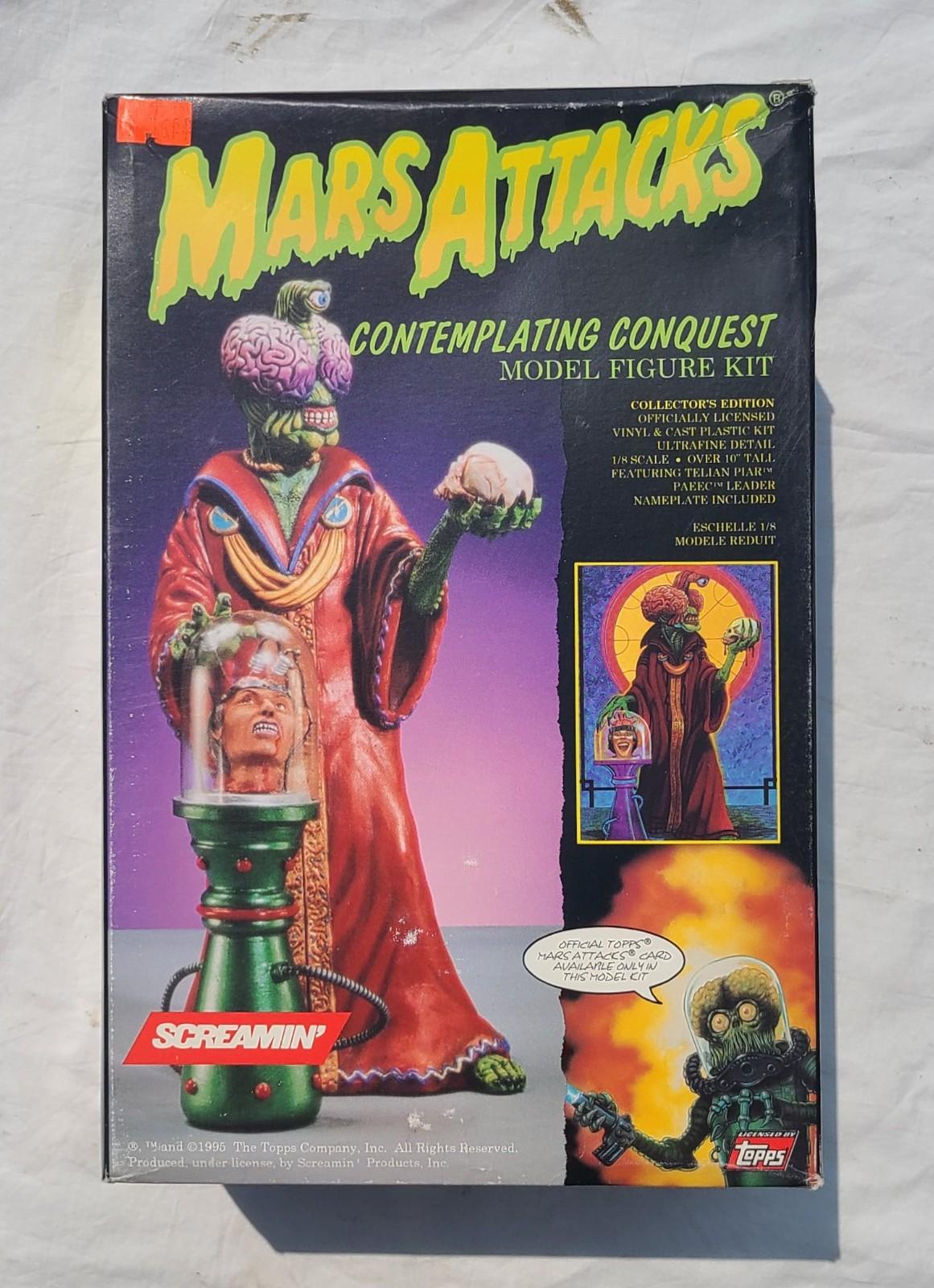 Mars Attack Contemplating Conquest Screamin’ Model Kit 1995 Topps Open Box Unuse