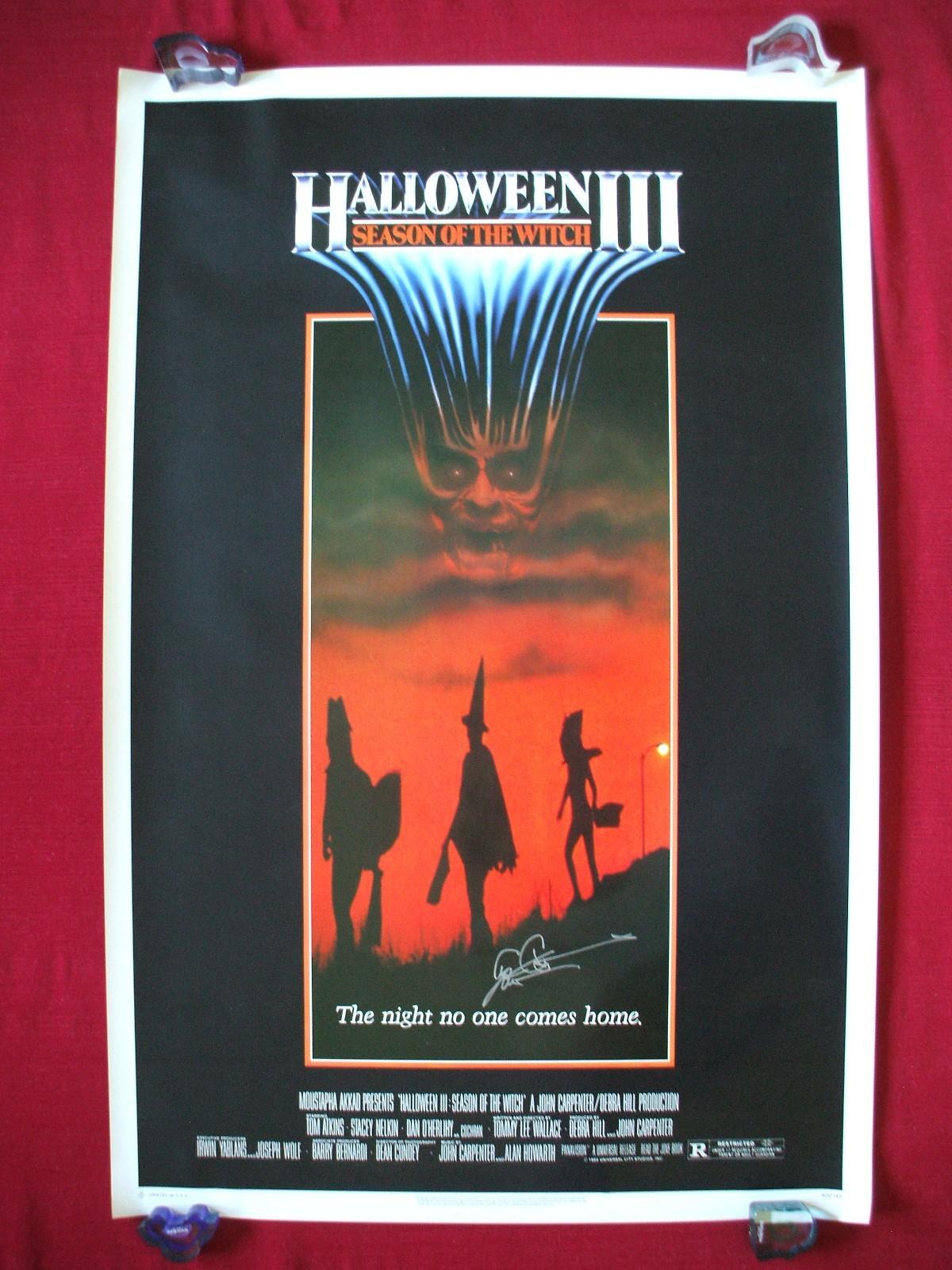HALLOWEEN 3 III 1982 ORIGINAL MOVIE POSTER SEASON OF THE WITCH TOM ATKINS SIGNED