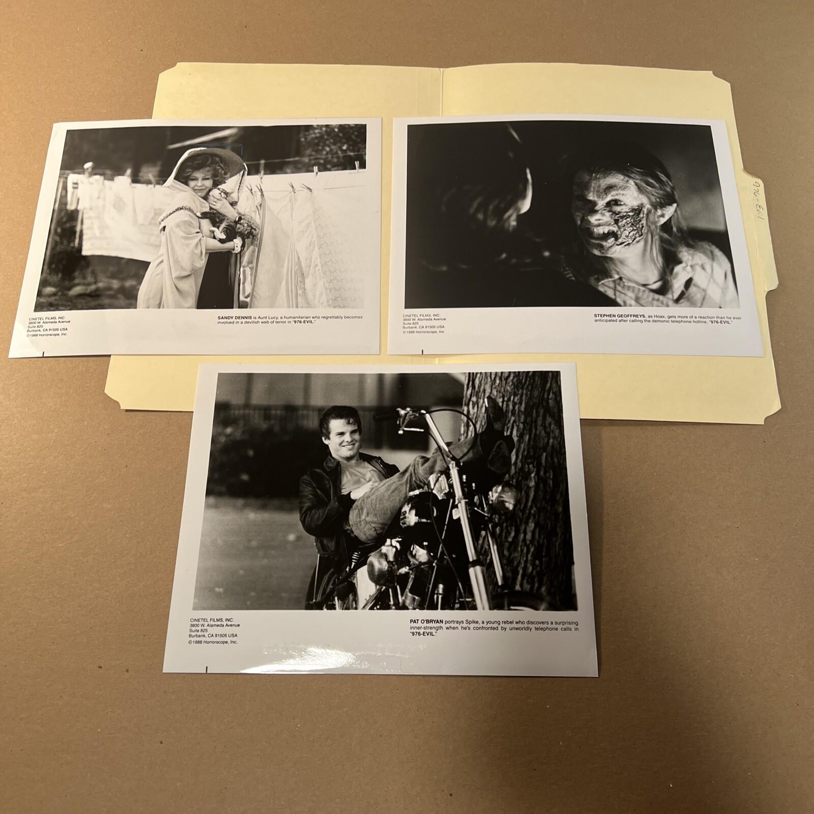 976-Evil Movie Press Kit 3 Stills 8x10 Photos 1988 Horror Pat O’Bryan Film