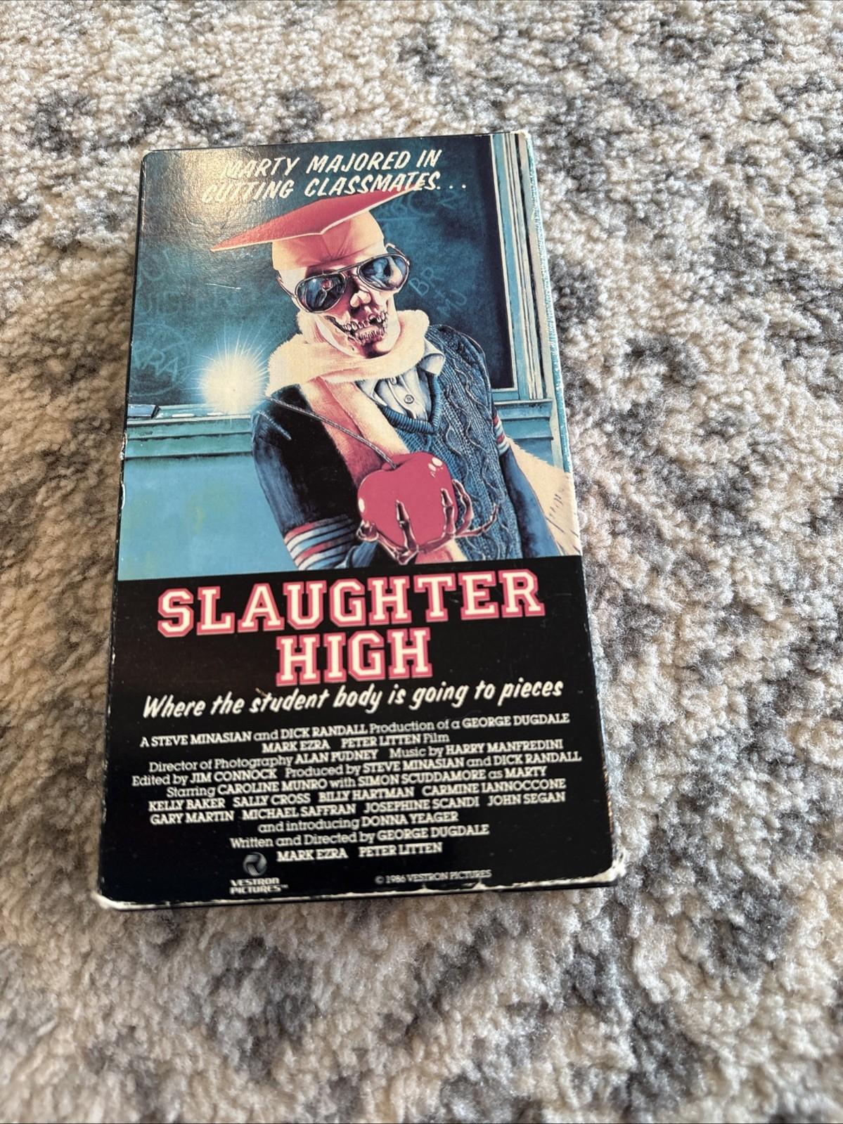 Slaughter High 1986 Film VHS Tape and Cover (Caroline Munro)