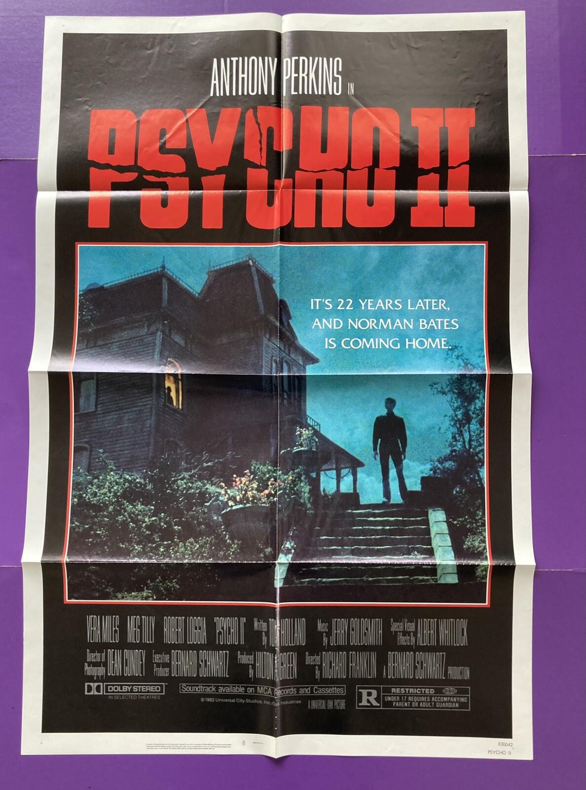 PSYCHO II ORIGINAL ONE SHEET MOVIE POSTER ANTHONY PERKINS 1983