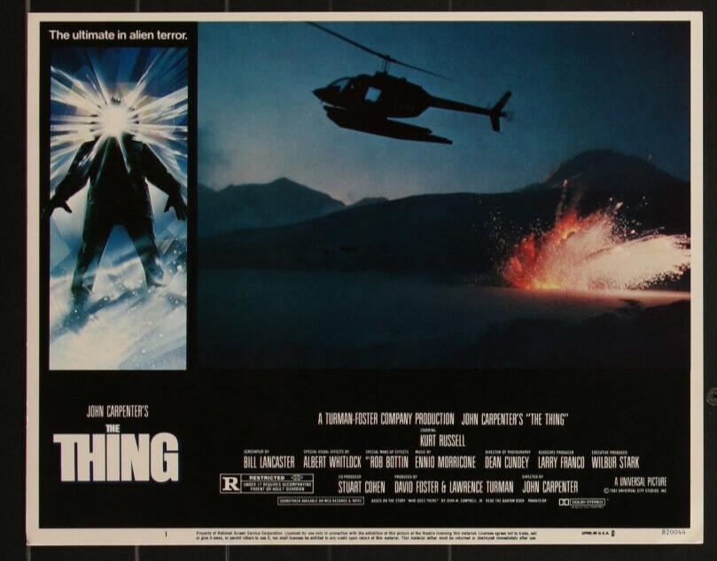 THING 1982 John Carpenter, Kurt Russell ORIGENAL Movie LOBBY CARD sci-fi horror