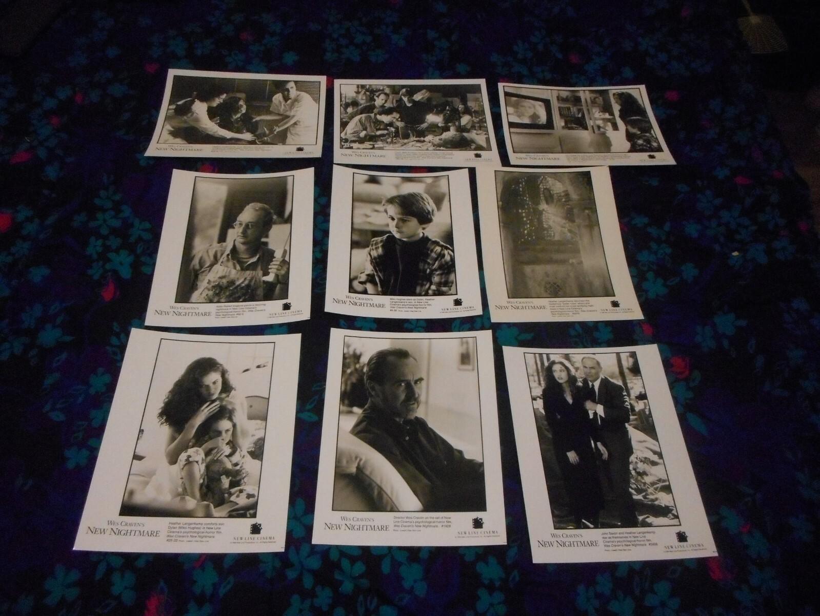WES CRAVEN'S NEW NIGHTMARE- SET OF 9 ORIGINAL B & W PUBLICITY STILLS - 1994