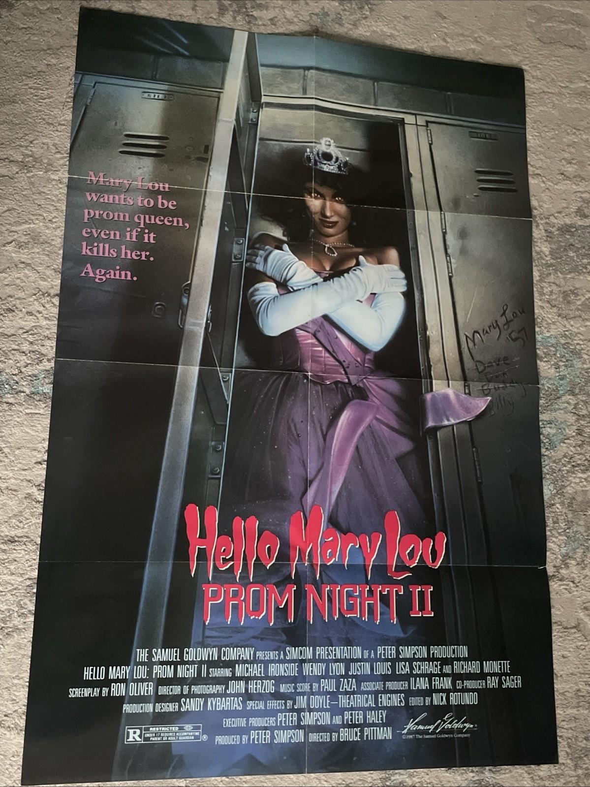 Prom Night II 2 Hello Mary Lou Original Movie Poster Promo Release Folded Rare