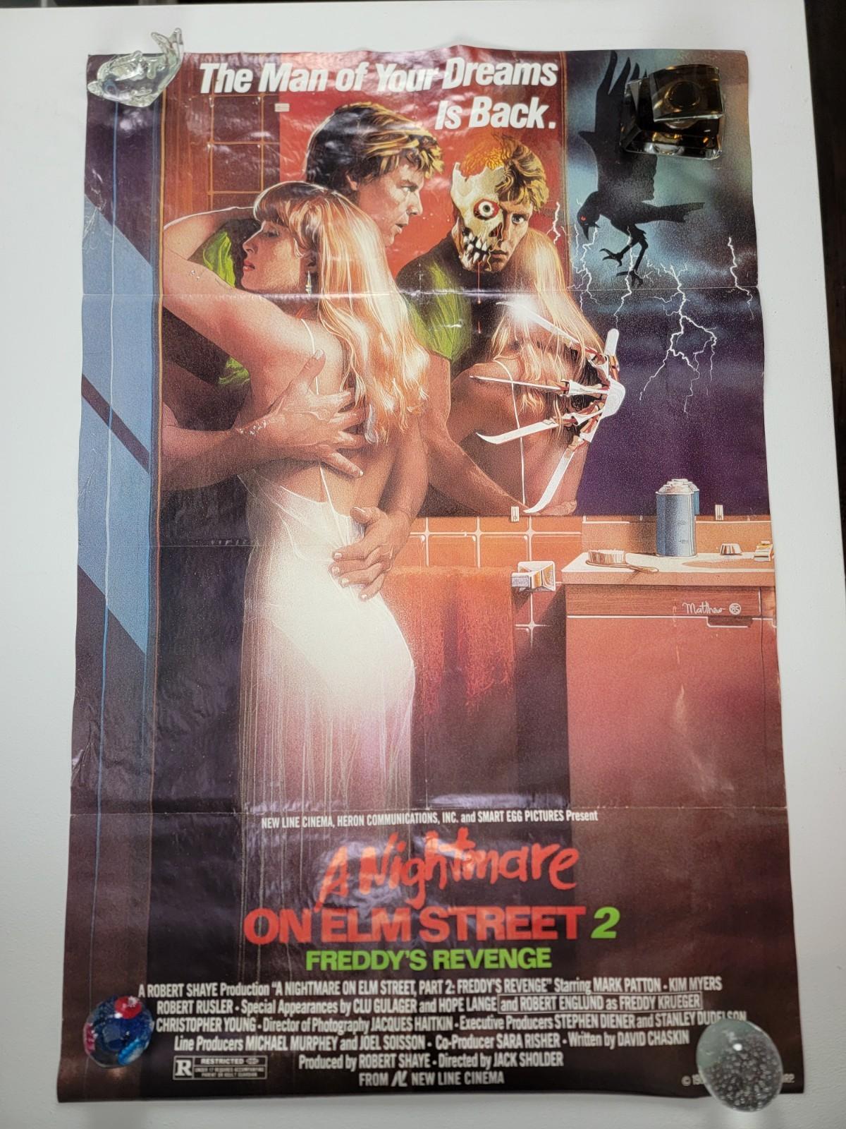 VTG ~ A NIGHTMARE ON ELM STREET 2 FREDDY'S REVENGE Original 27x41 Movie Poster !