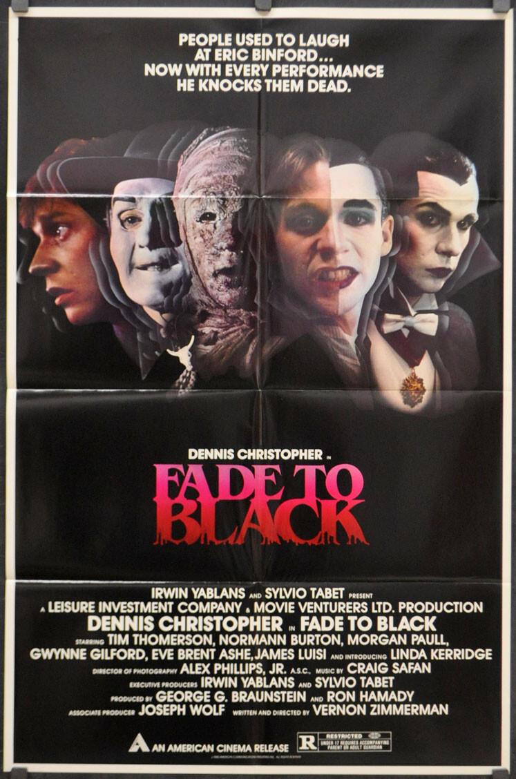 FADE TO BLACK 1980 ORIGINAL 27X41 MOVIE POSTER DENNIS CHRISTOPHER TIM THOMERSON