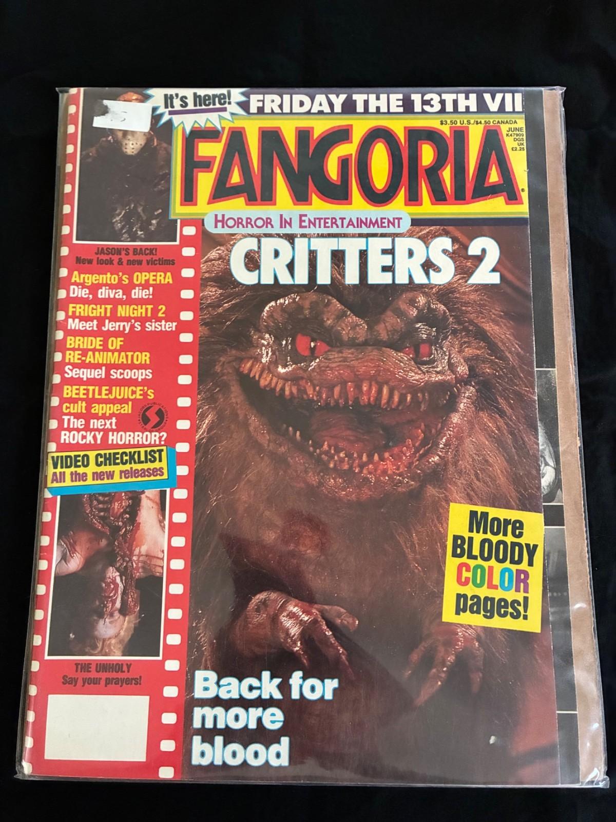 FANGORIA #74 June 1988 Critters 2 Friday 13th VII Beetlejuice Argento Reanimator