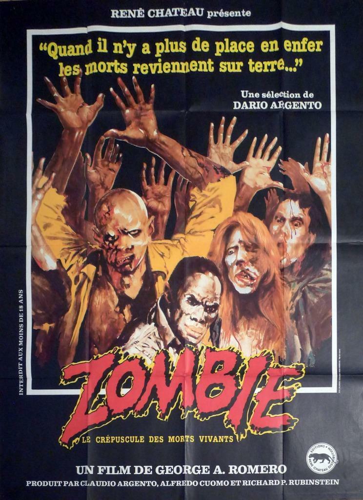 ZOMBIE - DAWN OF THE DEAD - ROMERO - RARE ORIGINAL LARGE FRENCH MOVIE POSTER