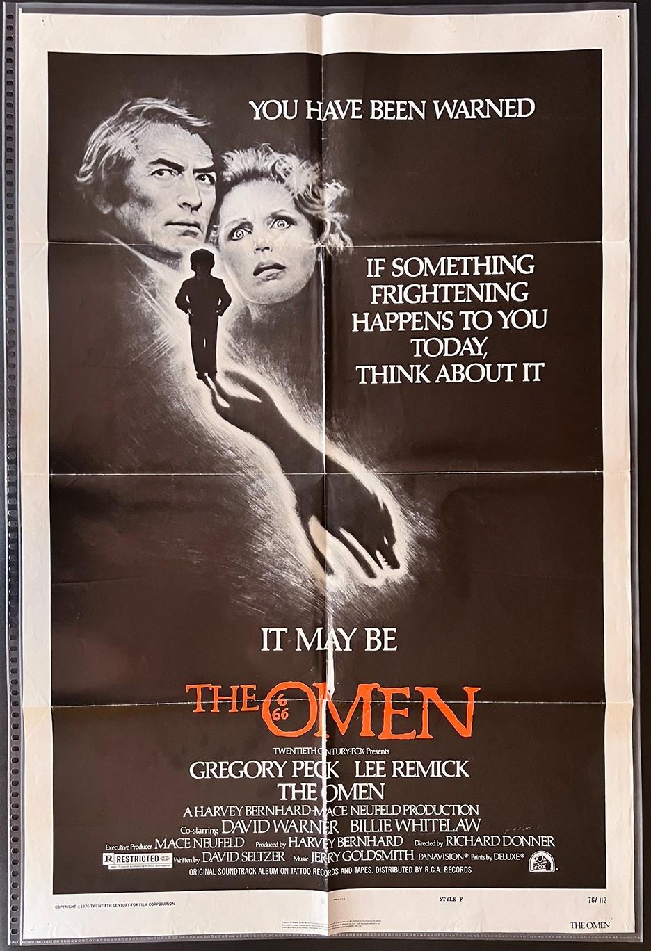 THE OMEN 1976 - Original Vintage One Sheet Movie Poster  - 27x41 Richard Donner