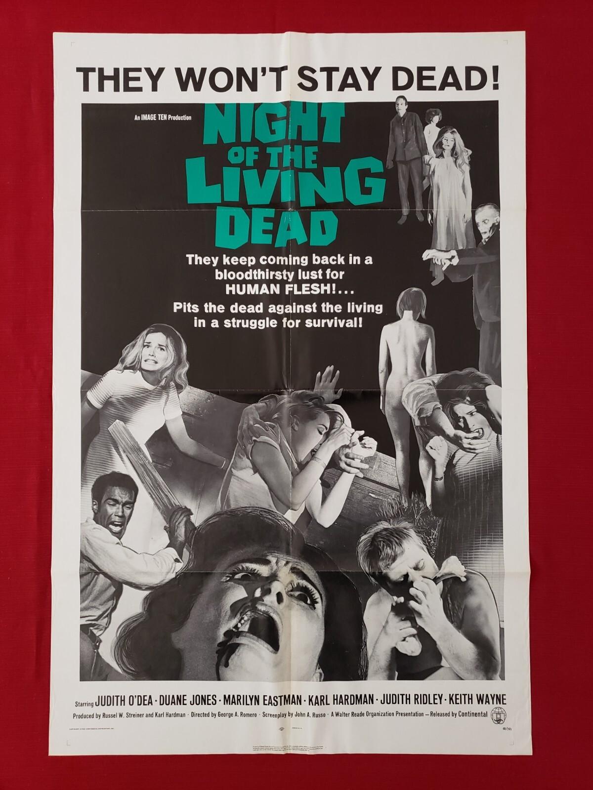 NIGHT OF THE LIVING DEAD 1968 ORIGINAL MOVIE POSTER GEORGE A. ROMERO'S HALLOWEEN