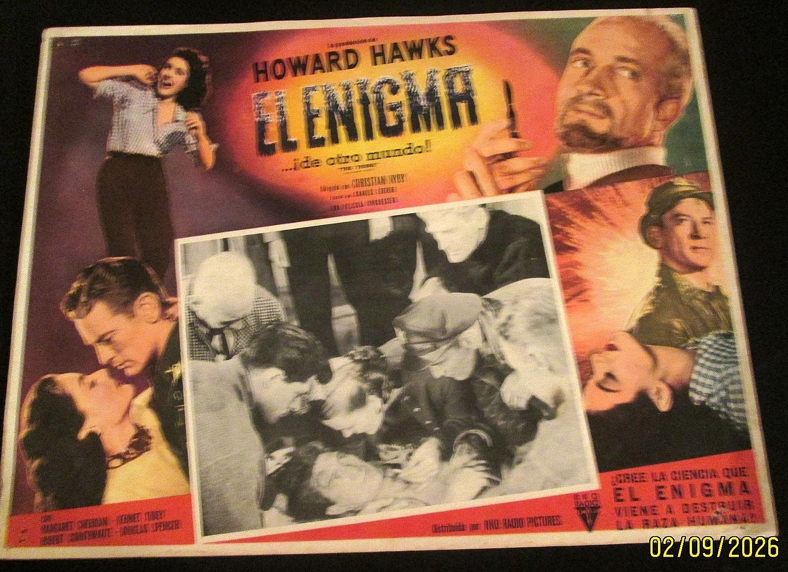 HOWARD HAWKS:DIR: K. TOBEY: (THE THING ) RARE LARGE SIZE SCI-FI -EURO LOBBY CARD