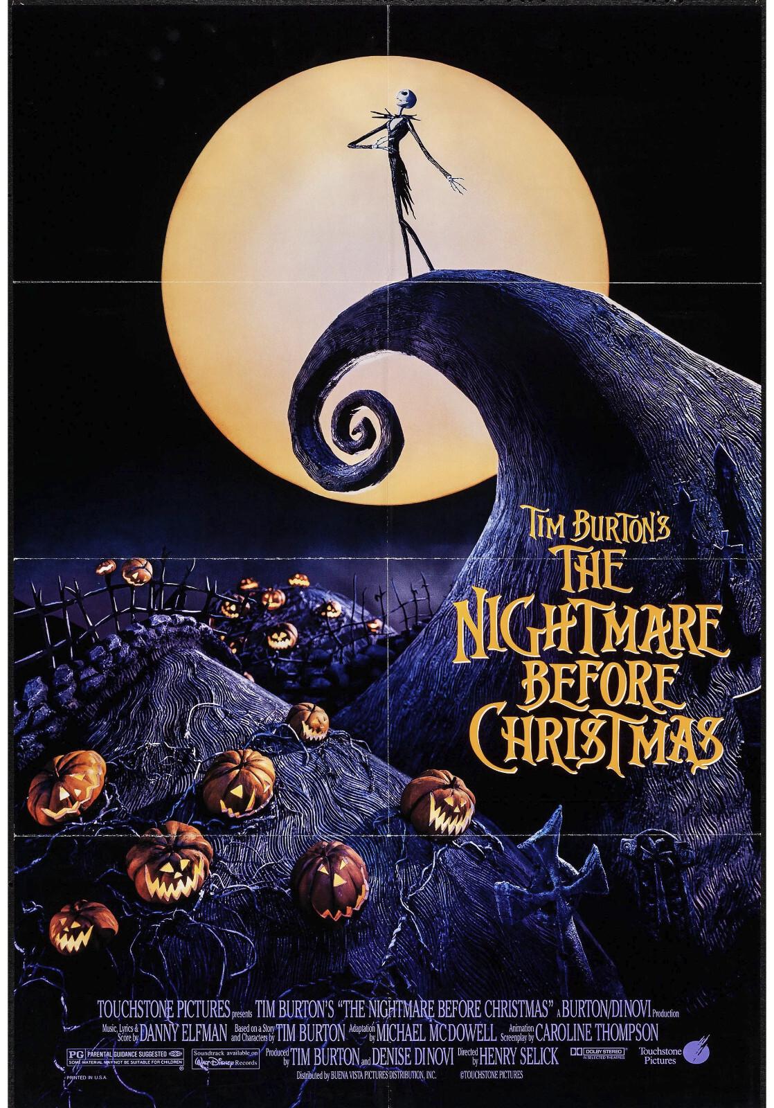 THE NIGHTMARE BEFORE CHRISTMAS original 1993 one sheet movie poster DOUBLE SIDED