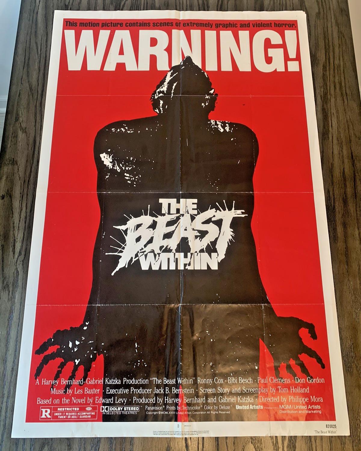 1982 Vintage THE BEAST WITHIN Movie Poster One Sheet 27X41 820025 Ronnie Cox