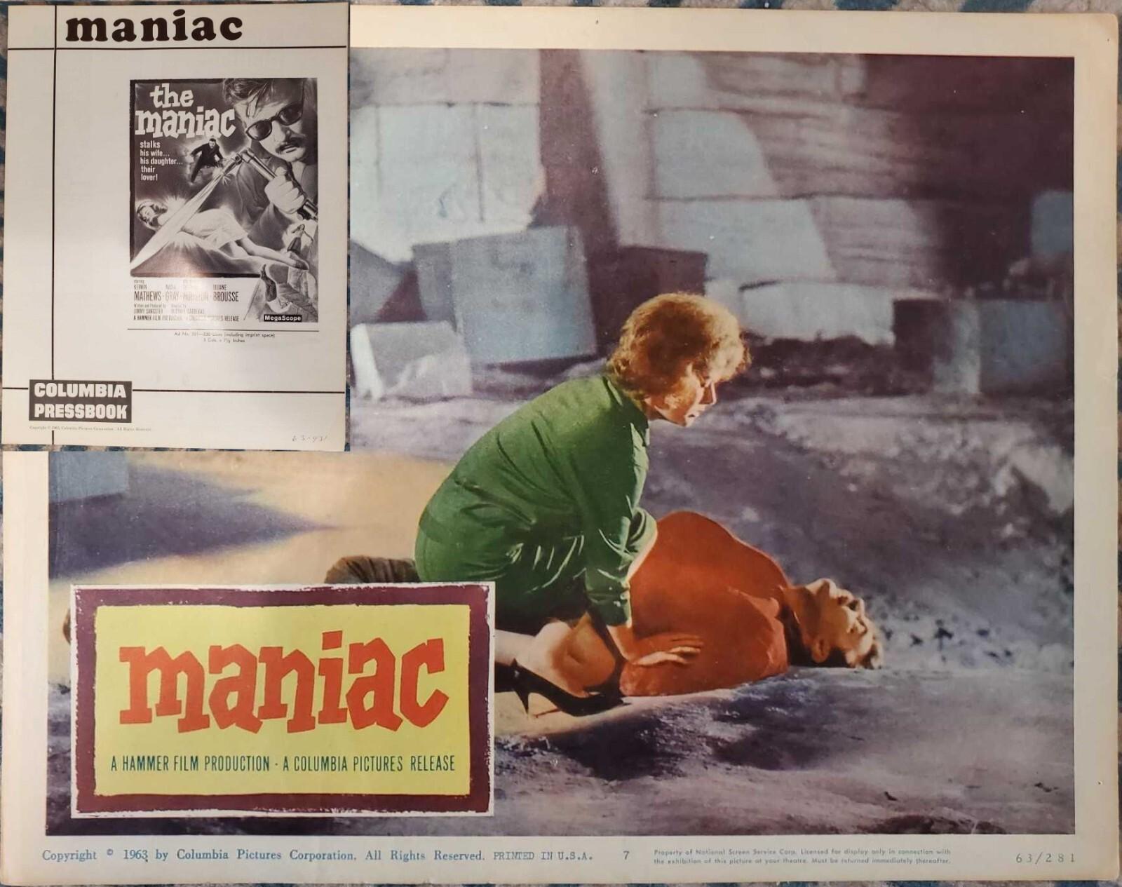 The Maniac 1963 Rare Movie Pressbook and 11x14 Lobby Card #7 (Columbia Pictures)