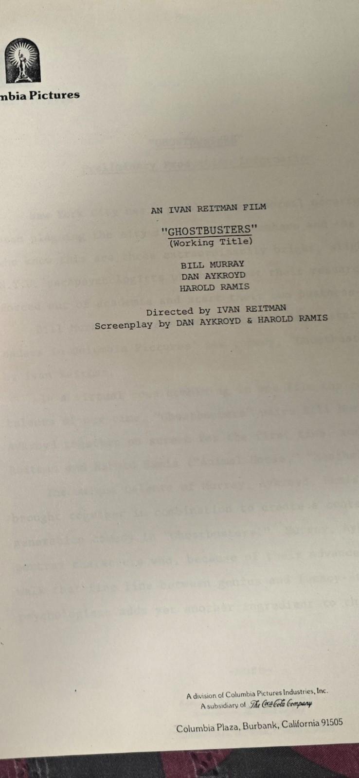 Ghostbusters 1984 Columbia Pre-Release Press Kit WORKING TITLE Bill Murray Rare