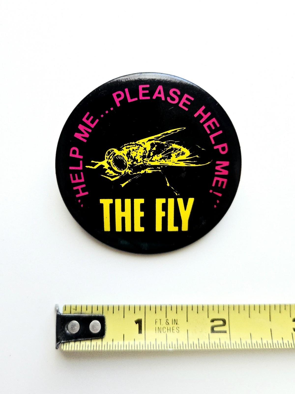 VINTAGE 1986 THE FLY MOVIE PROMO BUTTON JEFF GOLDBLUM HORROR FILM PIN
