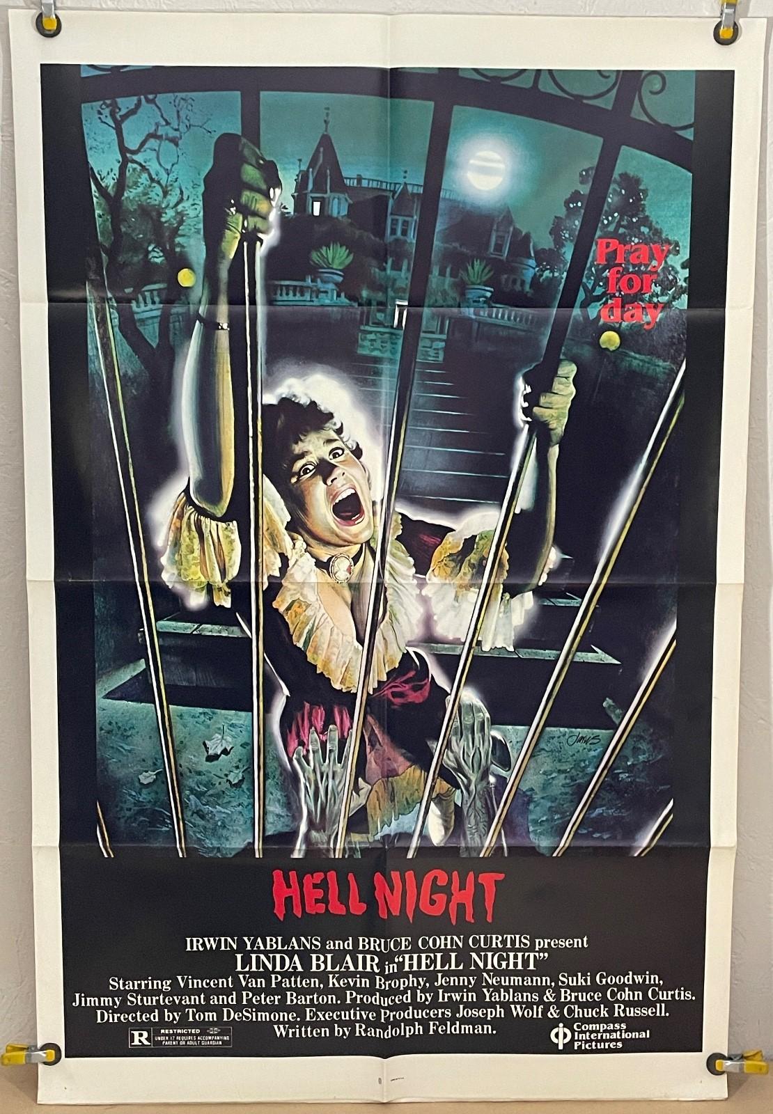 HELL NIGHT FF ORIGINAL ONE SHEET MOVIE POSTER LINDA BLAIR SUKI GOODWIN (1981)