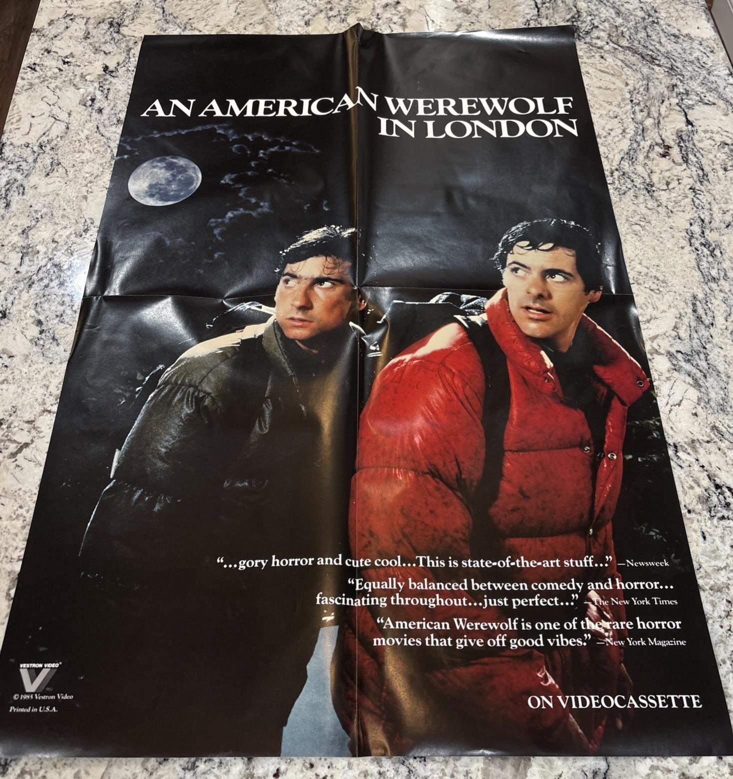 An American Werewolf in London Original Folded 1981 Movie Video Poster 36x24