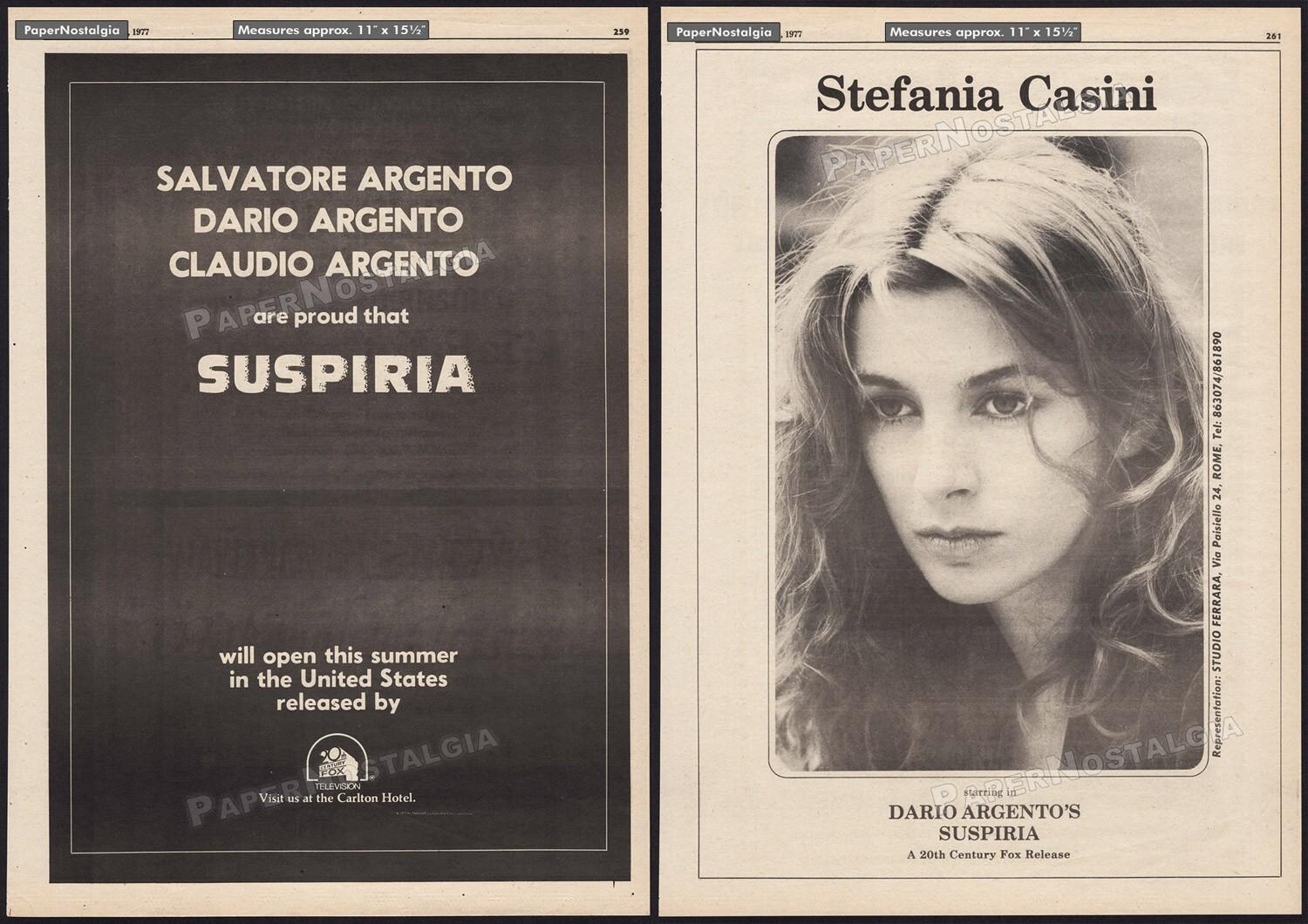 SUSPIRIA - Original 1977 Trade AD / poster _ Dario Argento _ Stefania Casini