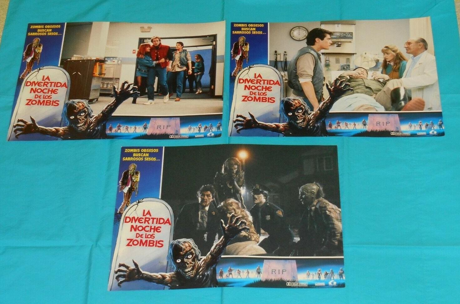 original Mexican RETURN OF THE LIVING DEAD PART II LOBBY CARD LOT x3 (set C)