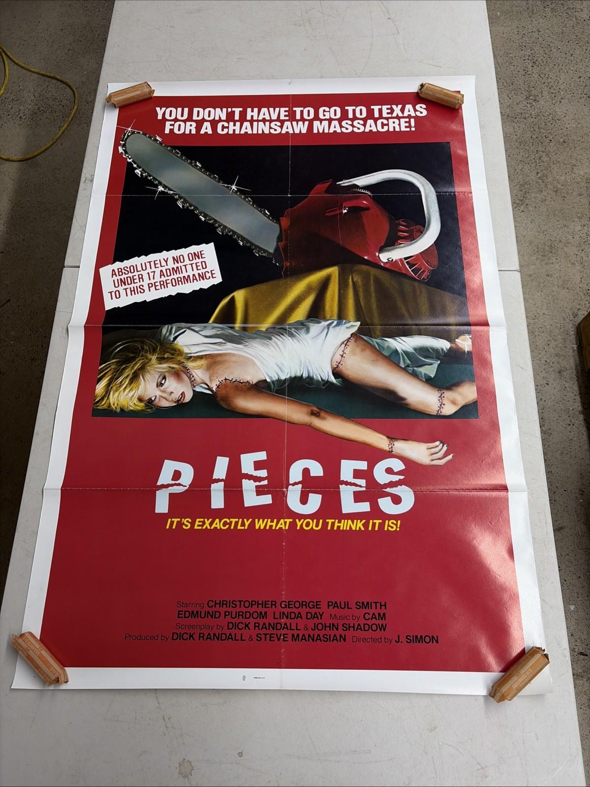 Pieces Original 27x41 One Sheet 1982 Christopher George  Cult  Horror Slasher 