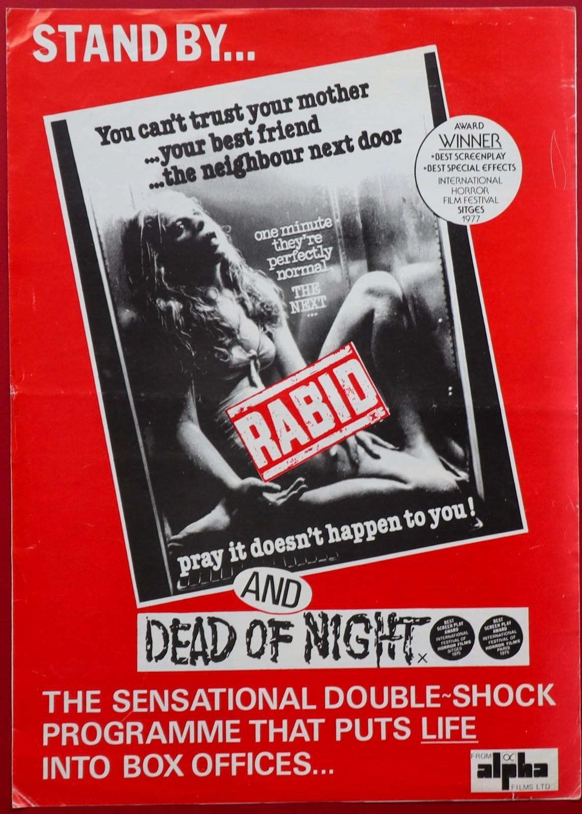 Rabid / Dead of Night ORIGINAL UK Film Campaign Press Book David Cronenberg 1977