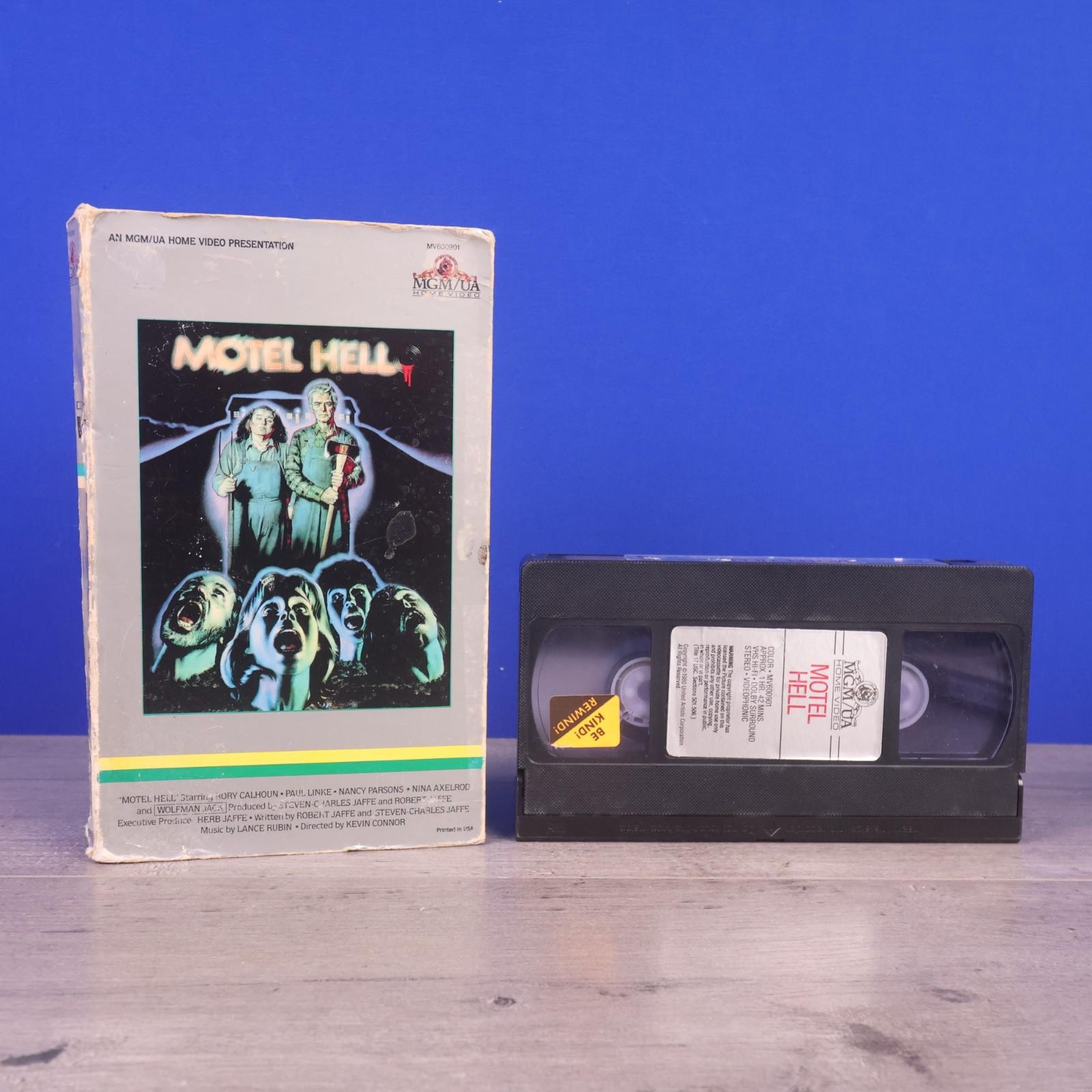 MOTEL HELL Big Box Clamshell VHS Rare Hard to Find 80s Slasher Horror MGM Look!
