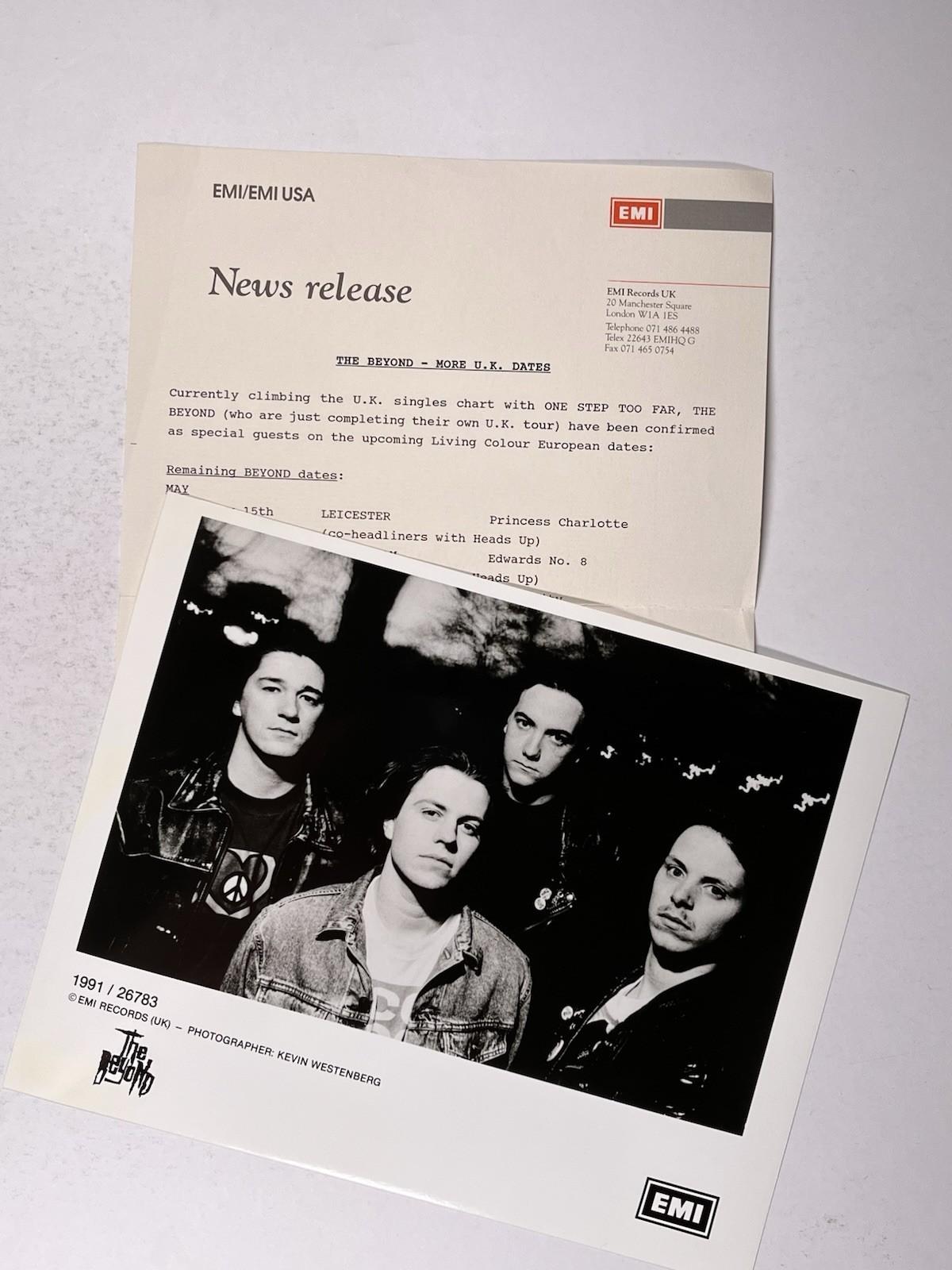 The Beyond Press Release & Photo Original EMI Records Promotion May 8th 1991